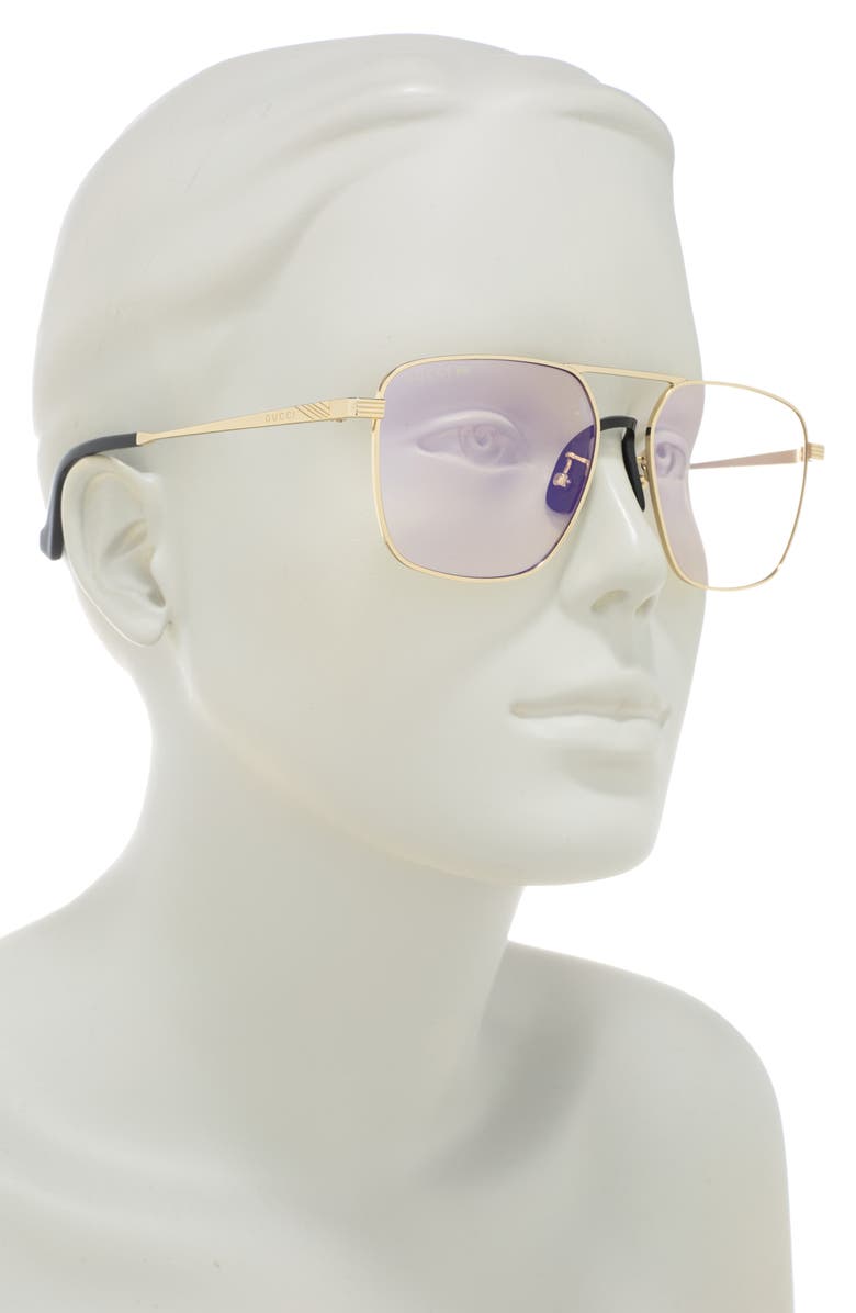 Gucci 57mm Aviator Sunglasses, Alternate, color,