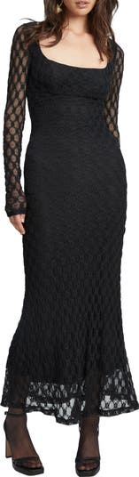 Bardot Adoni Long Sleeve Lace Overlay Midi Dress | Nordstrom