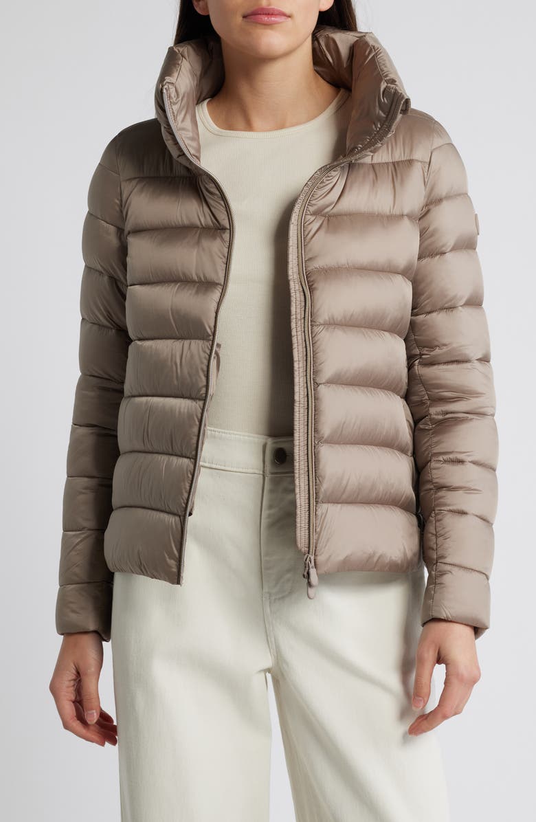 Save The Duck Elsie Water & Wind Repellent Puffer Jacket, Alternate, color, Pearl Grey