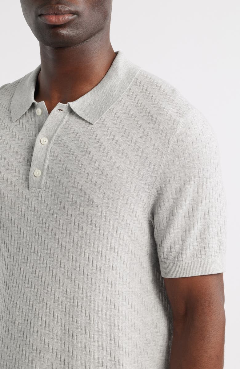 Robert Barakett Skelling Textured Polo Sweater, Alternate, color, Dove Grey