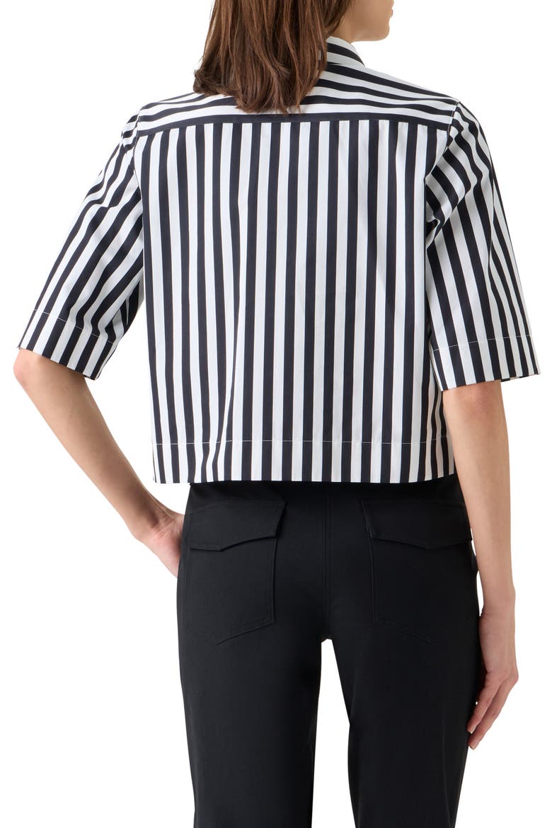 Boxy Kodak Stripe Short Sleeve Cotton Poplin Button-Up Shirt, Alternate, color, BLACK-CREAM