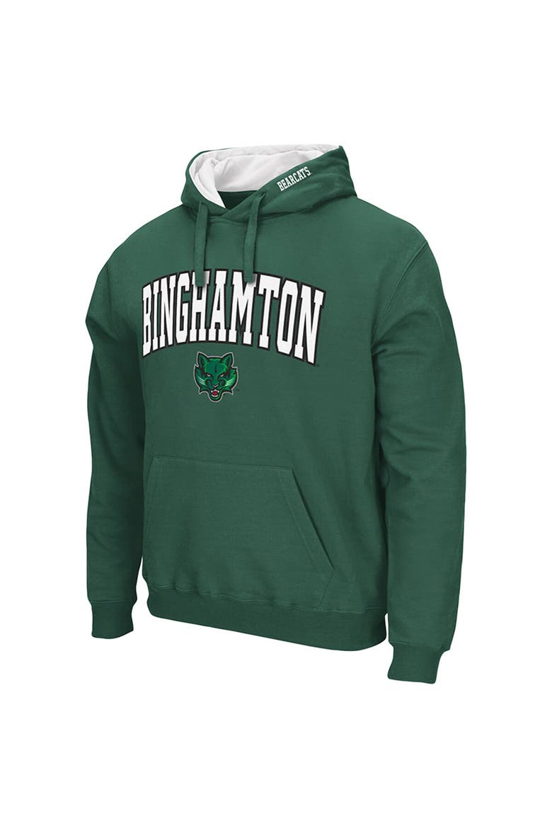 Men's Colosseum Green Binghamton Bearcats Arch & Logo 3.0 Pullover Hoodie, Alternate, color, Green