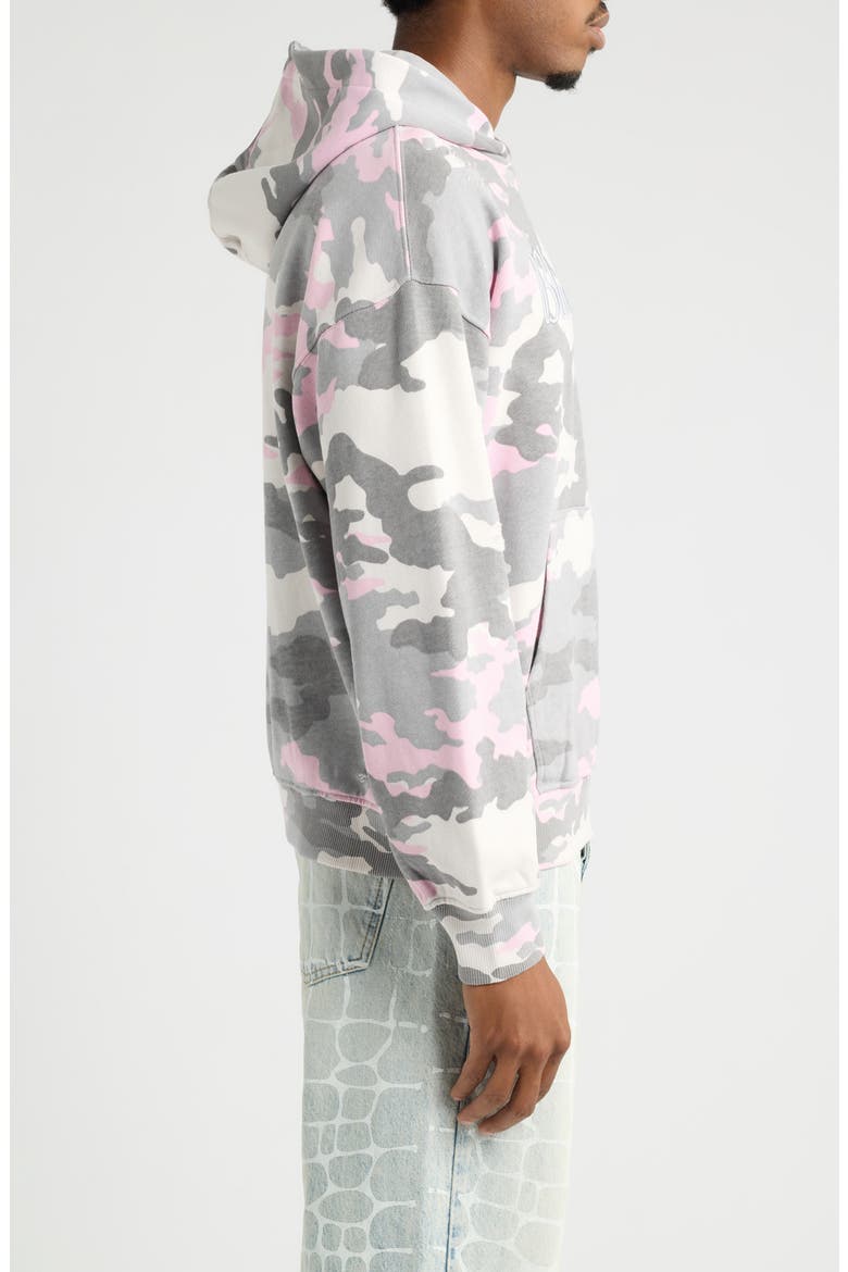 Pink Camo Distressed Cotton Hoodie, Alternate, color, PINK