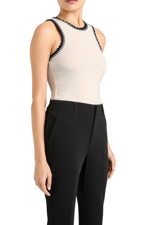 Lizzie Embroidered Contrast Stitch Tank