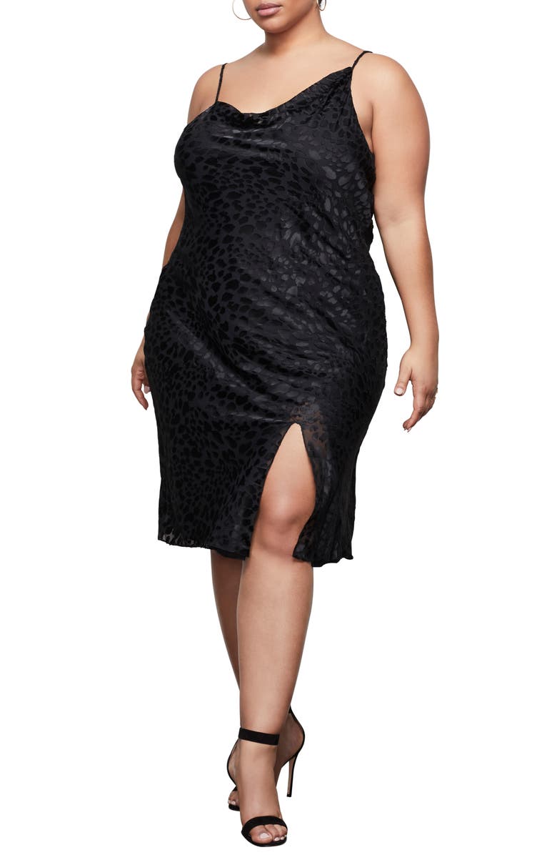 Good American Cowl Neck Velvet Burnout Dress, Alternate, color,