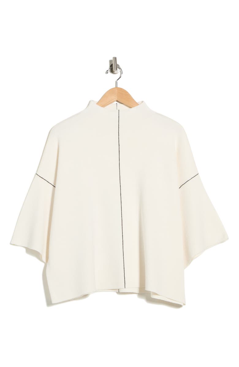 MAX STUDIO Mock Neck Elbow-Length Sleeve Sweater, Alternate, color, Ivory/ Black