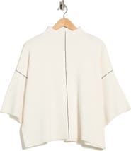 MAX STUDIO Mock Neck Elbow-Length Sleeve Sweater