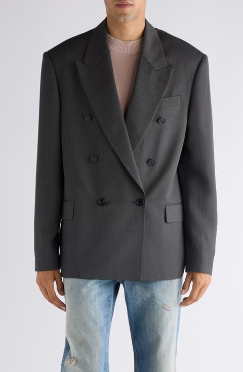 Jarvel Double Breasted Herringbone Blazer