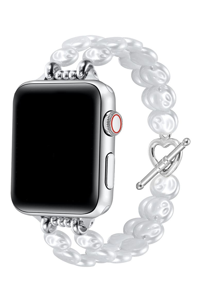 Eloise Imitation Pearl Apple Watch® Bracelet Watchband, Alternate, color, WHITE
