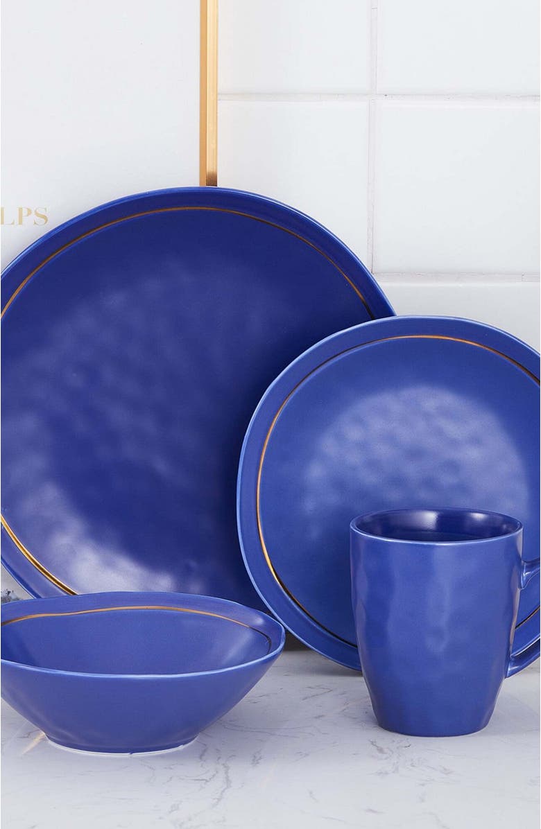 Stone Lain Clara Porcelain 16-Piece Dinnerware Set, Alternate, color, Blue