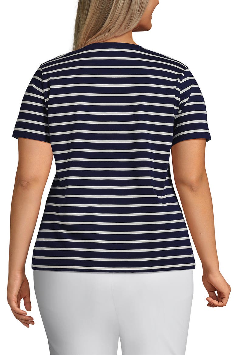 Supima Cotton V-neck T-Shirt, Alternate, color, Deep Sea Navy Breton Stripe