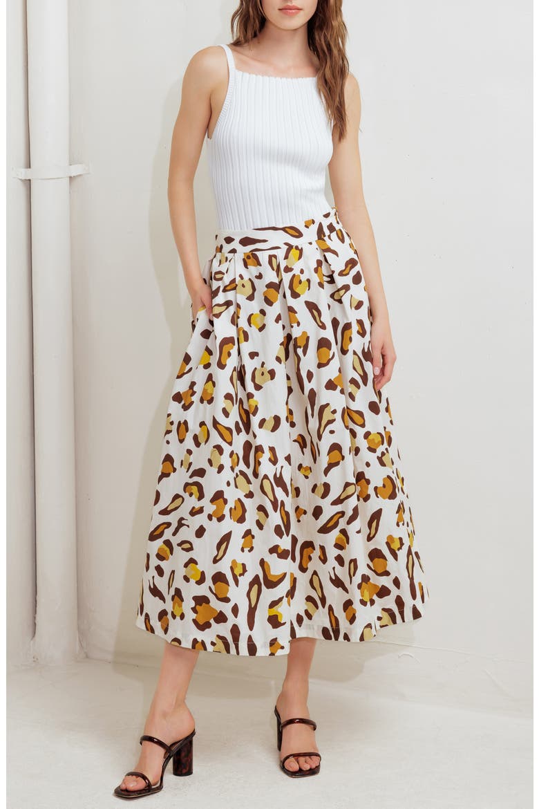 Leopard Midi Skirt, Alternate, color, NATURAL
