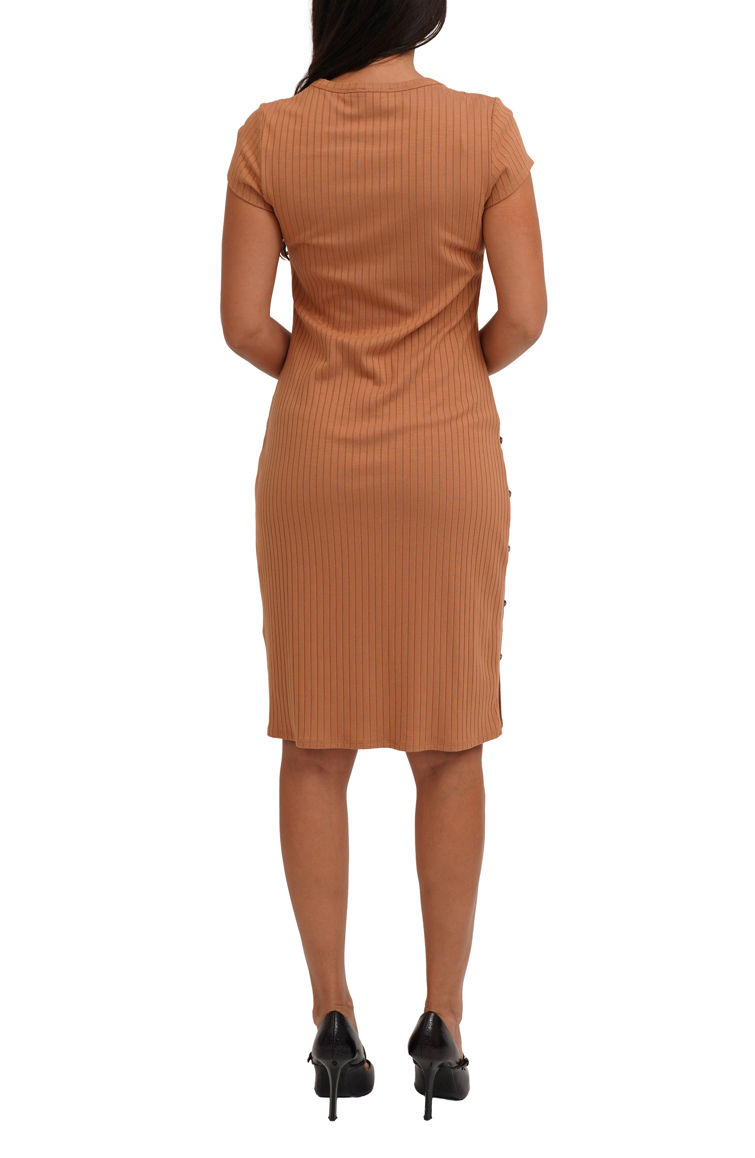 Side Button Rib Knit Dress - image 2