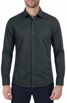 Report Collection Regular Fit Geometric Print 4-Way-Stretch Button-Up Shirt
