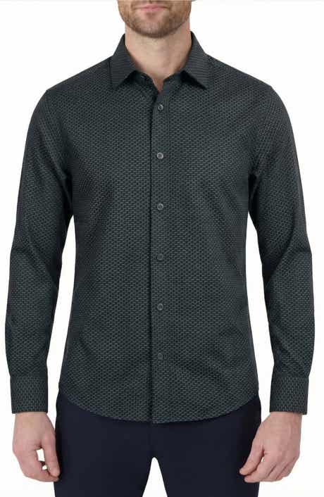 Report Collection Regular Fit Geometric Print 4-Way-Stretch Button-Up Shirt