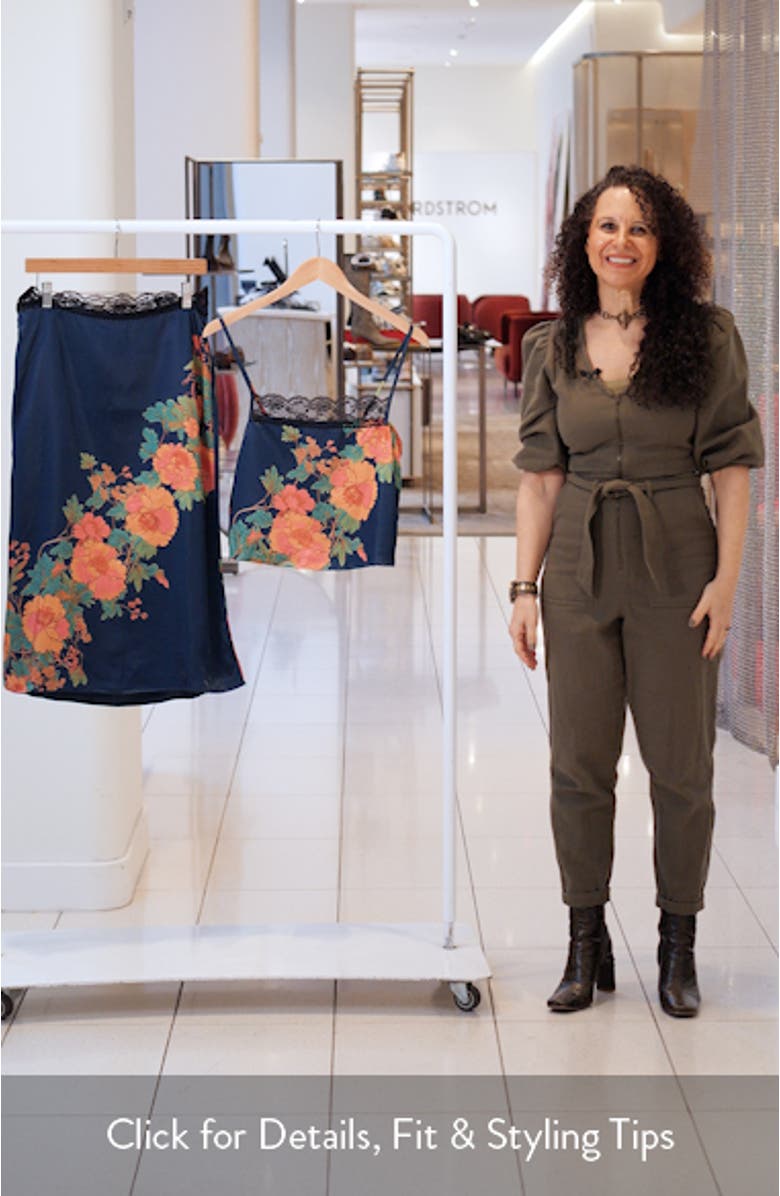 Salvatore Floral Lace Trim Camisole & Midi Skirt Set, sales video thumbnail