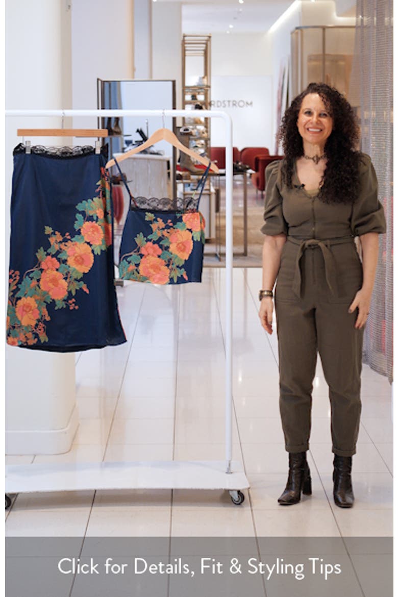 Salvatore Floral Lace Trim Camisole & Midi Skirt Set video