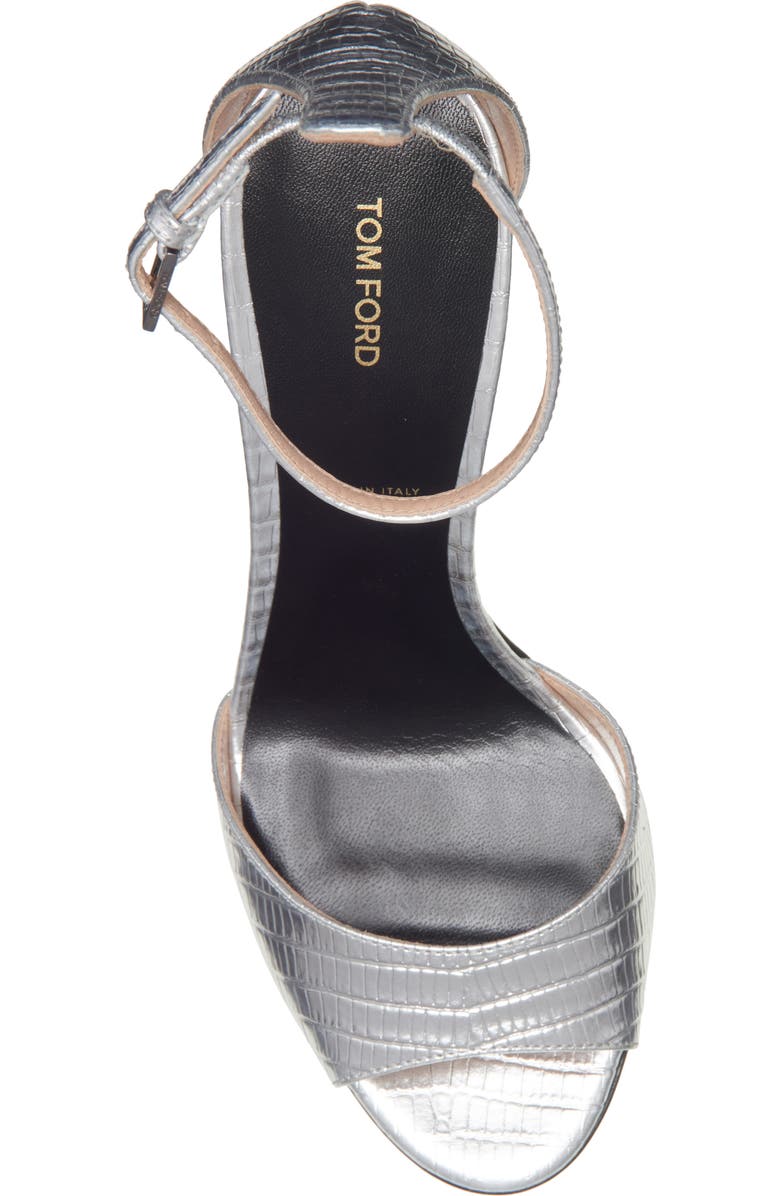 TOM FORD Stiletto Ankle Strap Sandal, Alternate, color, Silver