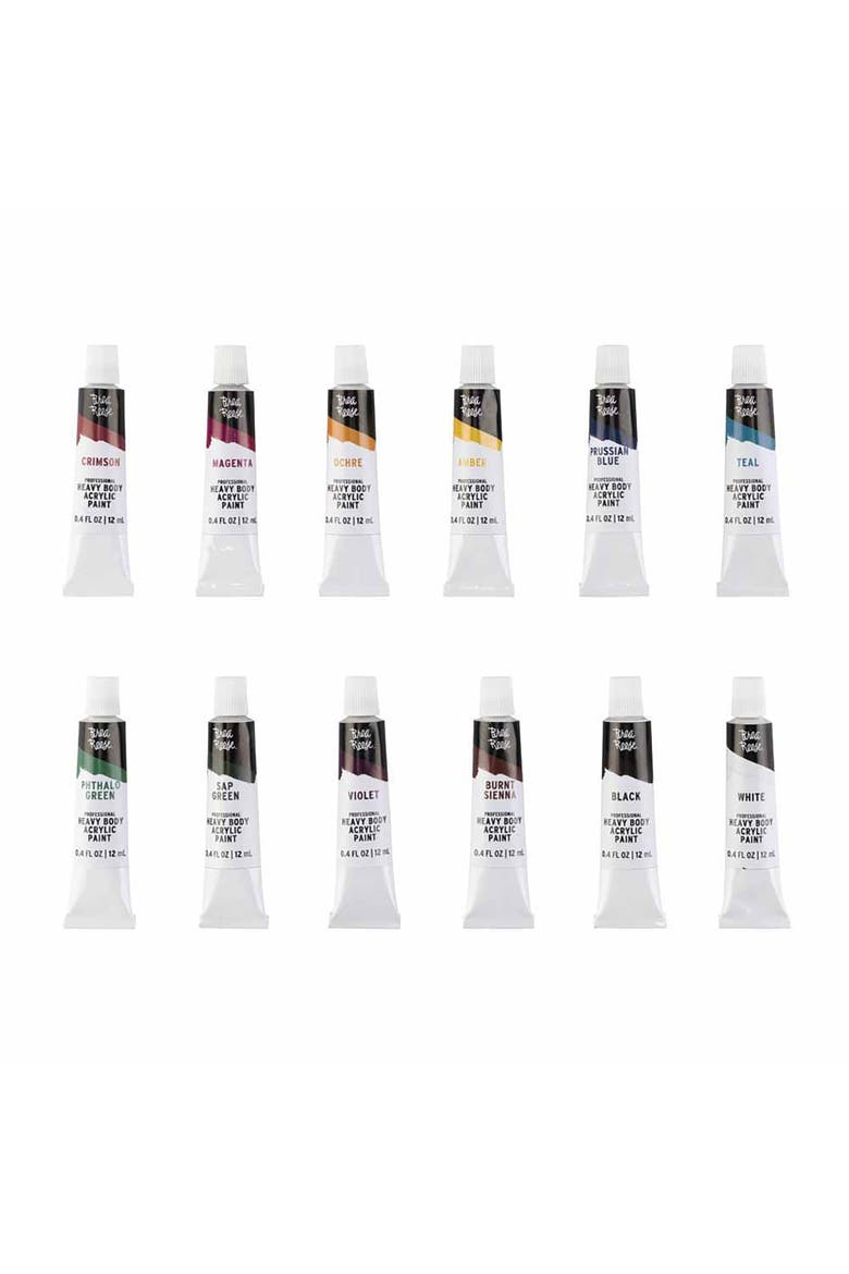 Professional Heavy Body Acrylic Paint Set 12 Tubes, Alternate, color, Multicolored