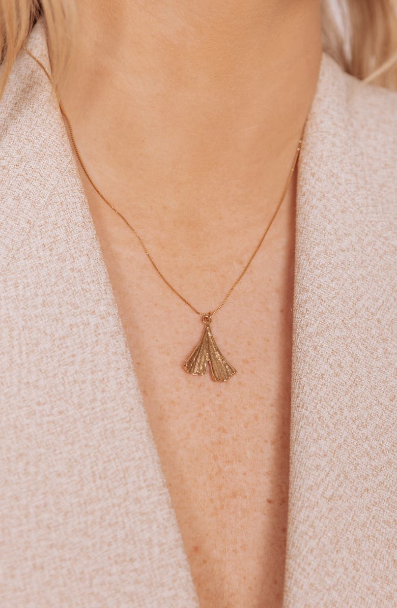 Set & Stones Camden Leaf Pendant Necklace, Alternate, color, Gold