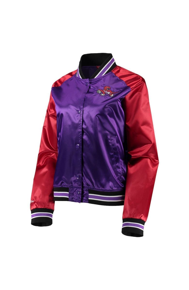 Mitchell & Ness Women's Mitchell & Ness Purple Toronto Raptors Hardwood Classics Raglan Satin Full-Snap Jacket, Alternate, color, Purple