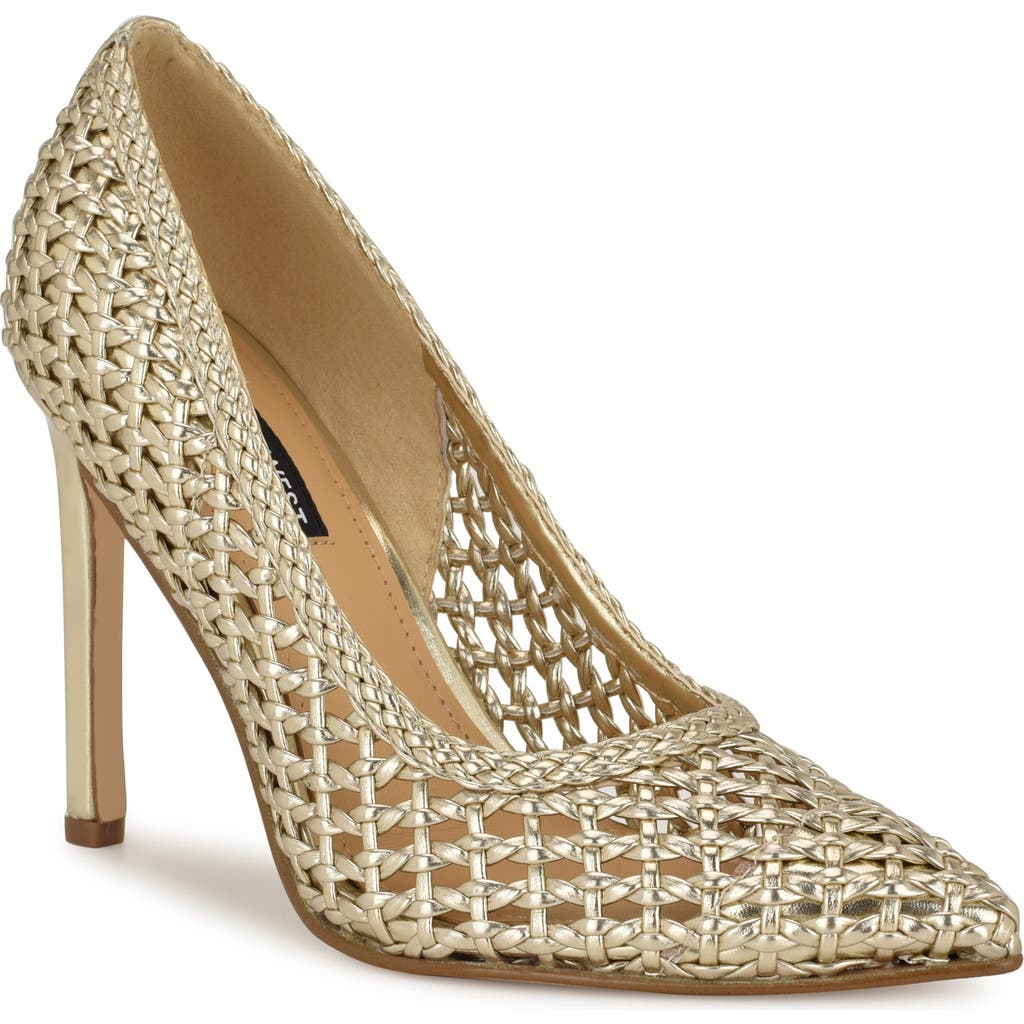 Nine West Tatiana Pointed Toe Pump In Gold Woven