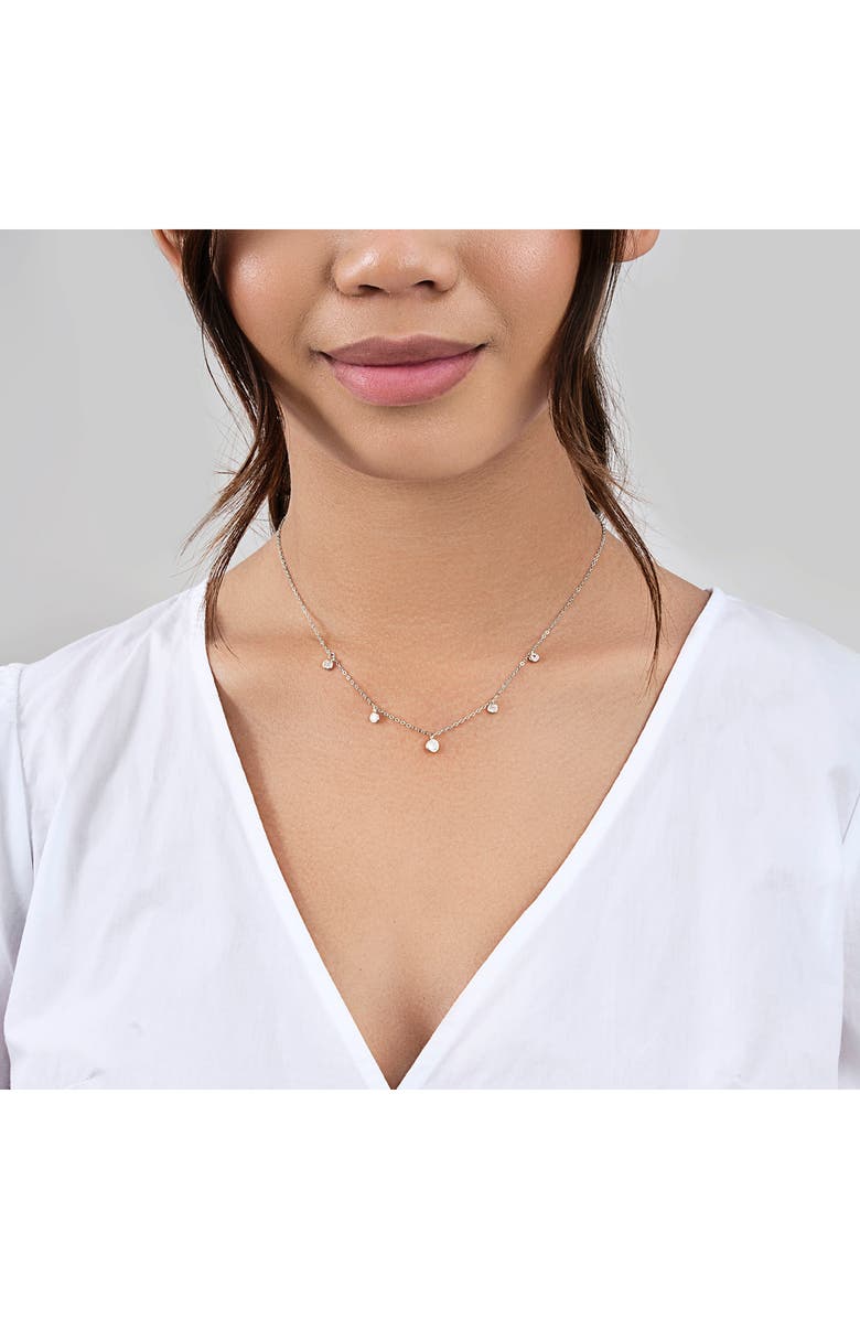 Sterling Forever Sterling Silver CZ Dangling Bezel Necklace, Alternate, color, 