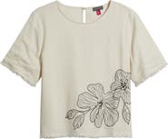 Vince Camuto Floral Embroidered Short Sleeve Top