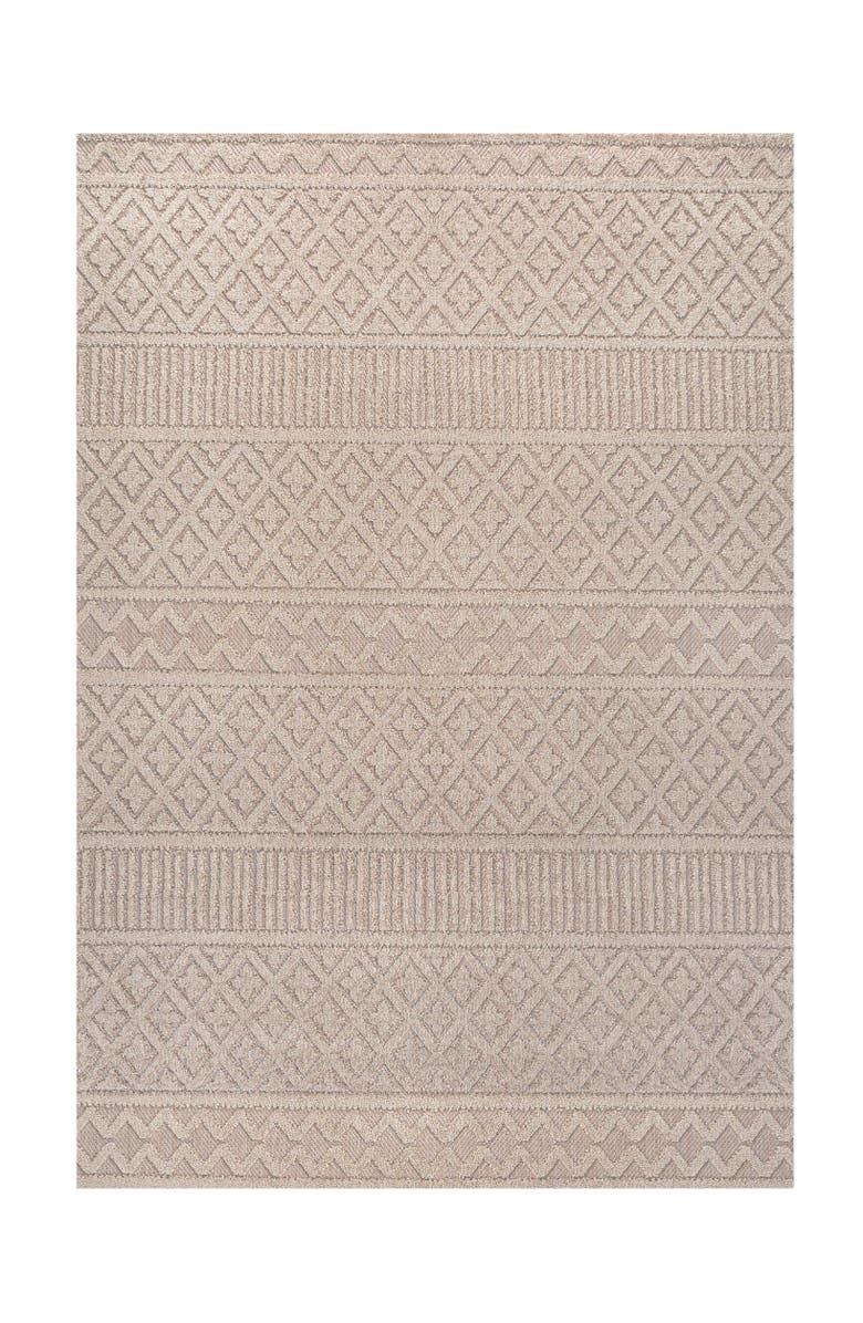 JONATHAN Y Ormond High-Low Modern Trellis Geometric Indoor/Outdoor Area Rug, Alternate, color, Beige/Gray