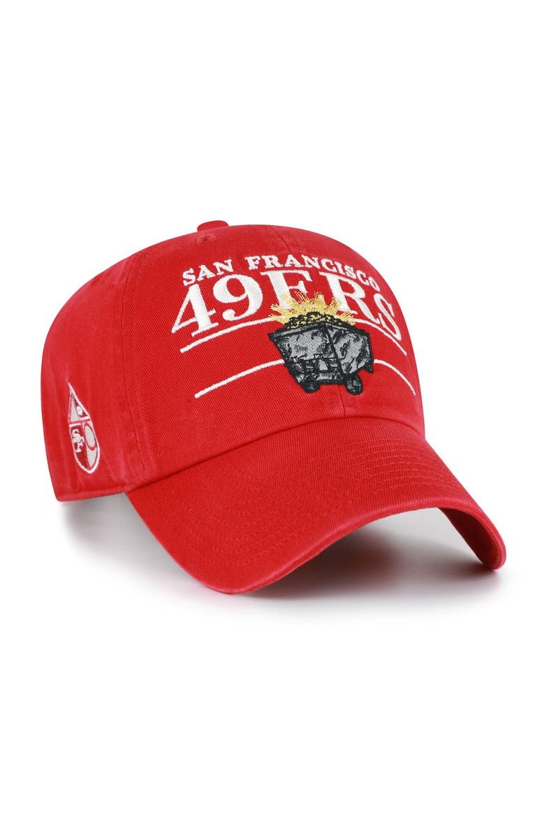 Men's '47 Scarlet San Francisco 49ers Throwback Graphic Clean Up Adjustable Hat, Main, color, Scarlet