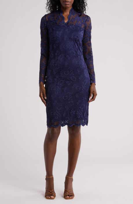 Marina Scallop Lace Long Sleeve Sheath Dress