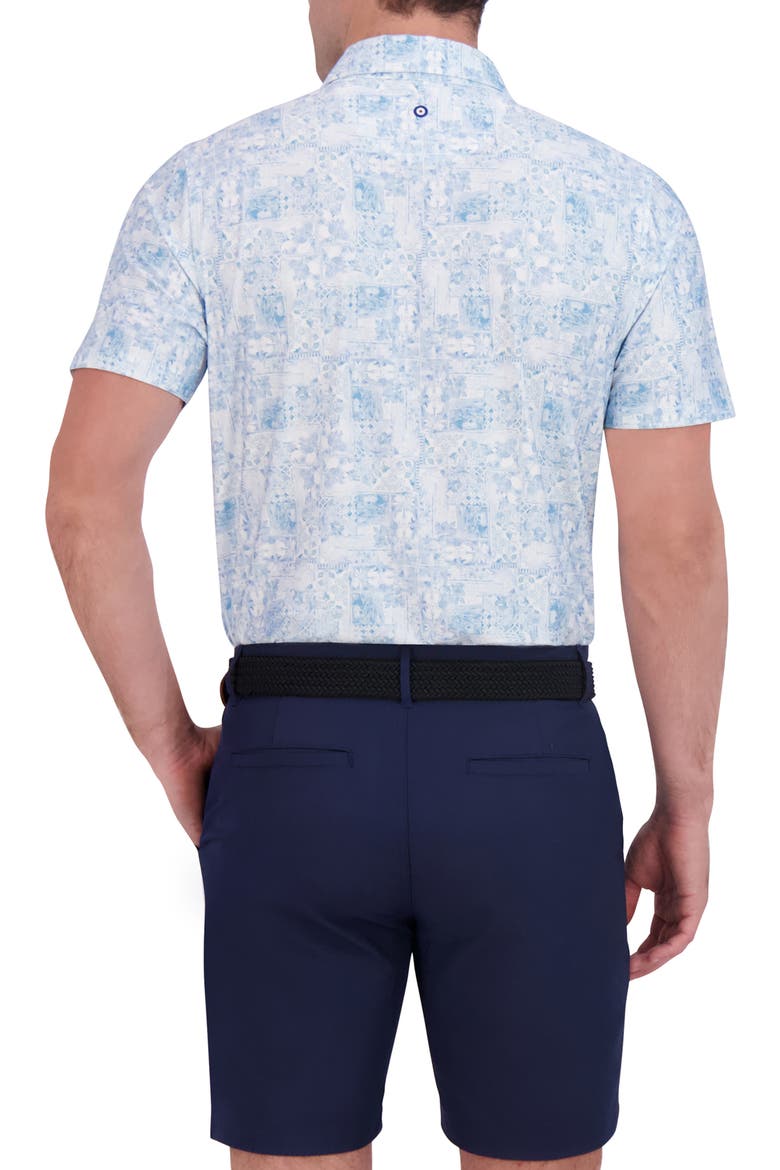 Collage Print Stretch Tech Polo, Alternate, color, LIGHT BLUE