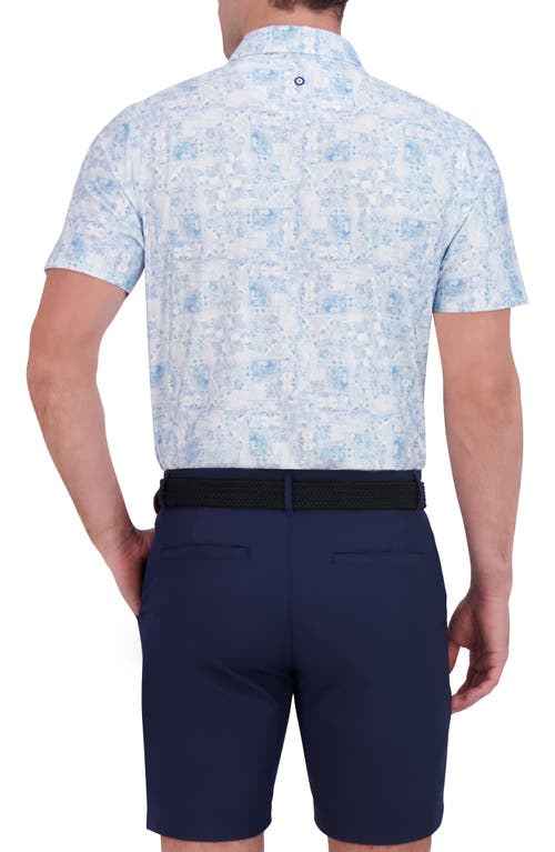 Ben Sherman Collage Print Stretch Tech Polo In Blue