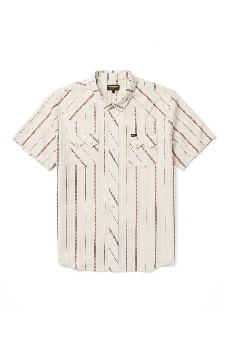Sawtooth Short Sleeve Snap-Up Shirt, Main, color, AZTECA TILE
