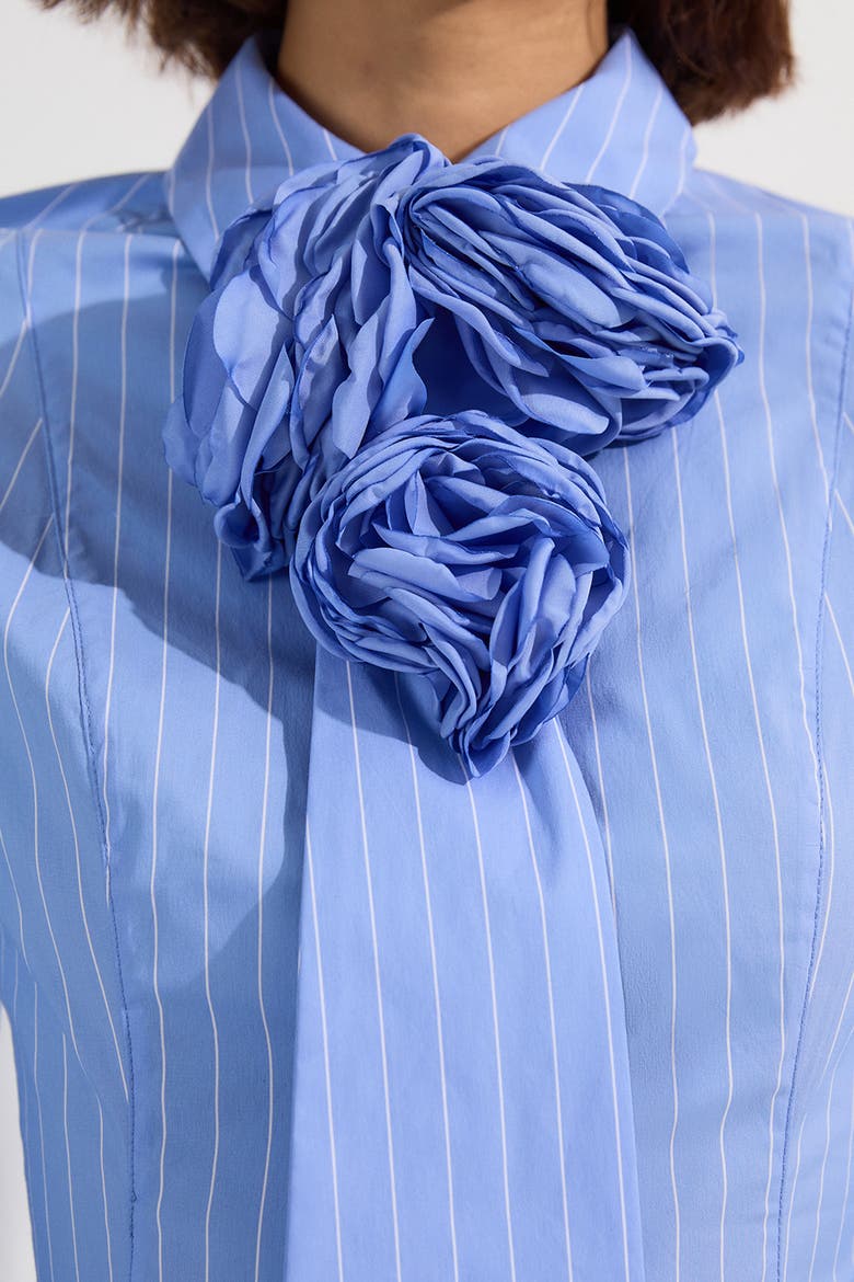 Rosette Woven Shirt Maxi Dress, Alternate, color, Blue