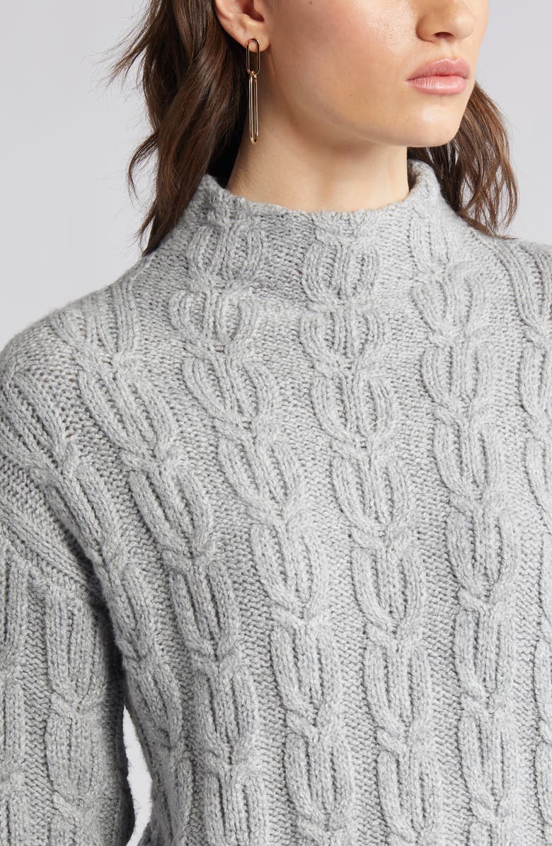 Caslon<sup>®</sup> Cable Knit Funnel Neck Sweater, Alternate, color, 