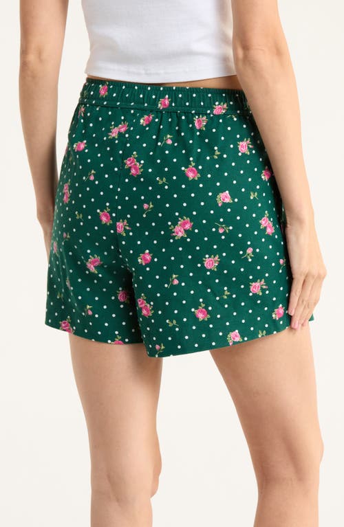 Open Edit Print Cozy Flannel Boxer Pajama Shorts In Green