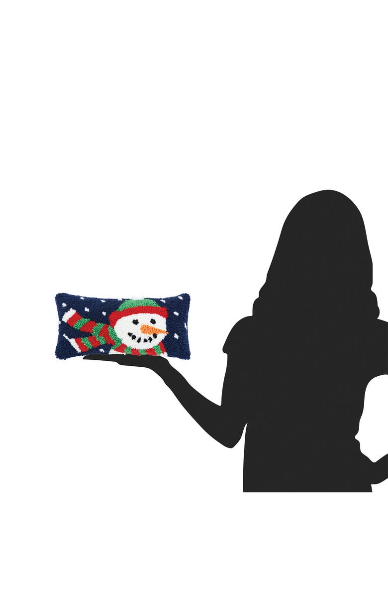C&F Home Winter Snowman & Snowflakes Hooked Mini Accent Pillow 6" x 12", Alternate, color, 