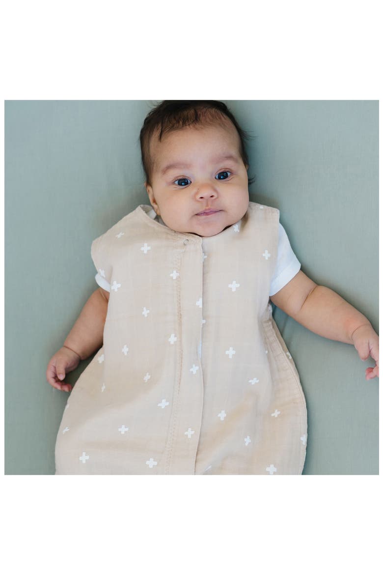Cotton Muslin Wearable Blanket, Alternate, color, TAUPE CROSS