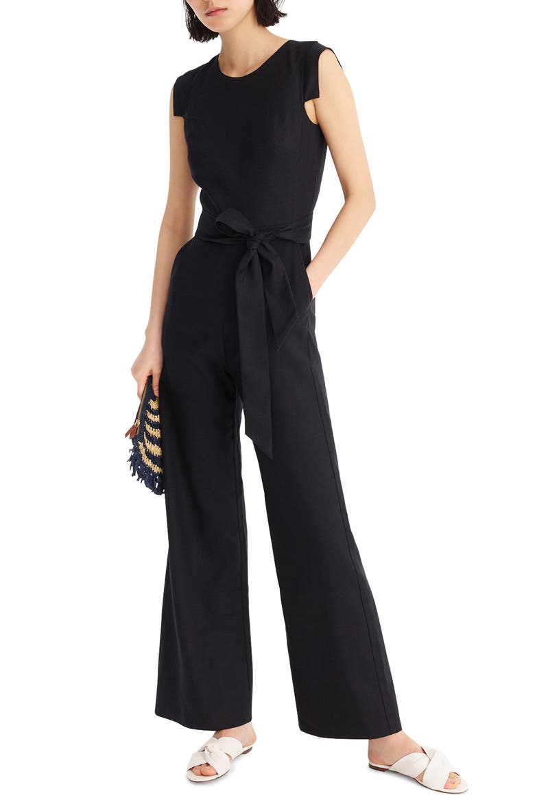 Résumé Linen Blend Jumpsuit, Main, color, BLACK