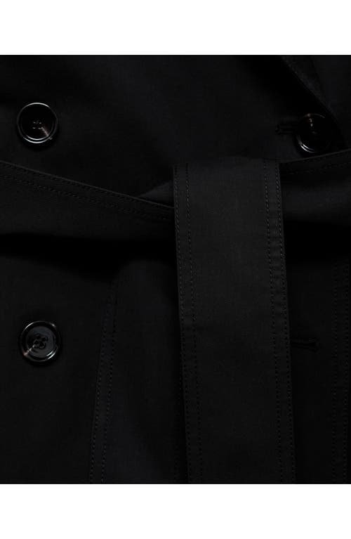 Mango Oversize Tie Waist Double Breasted Trench Coat In Black