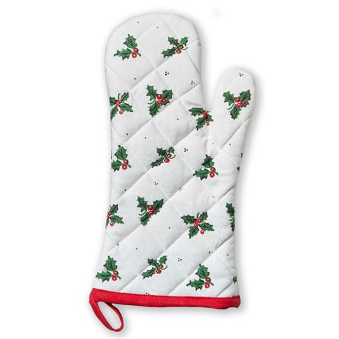Vintage Holly Oven Mitt Christmas Kitchen Textile Cotton