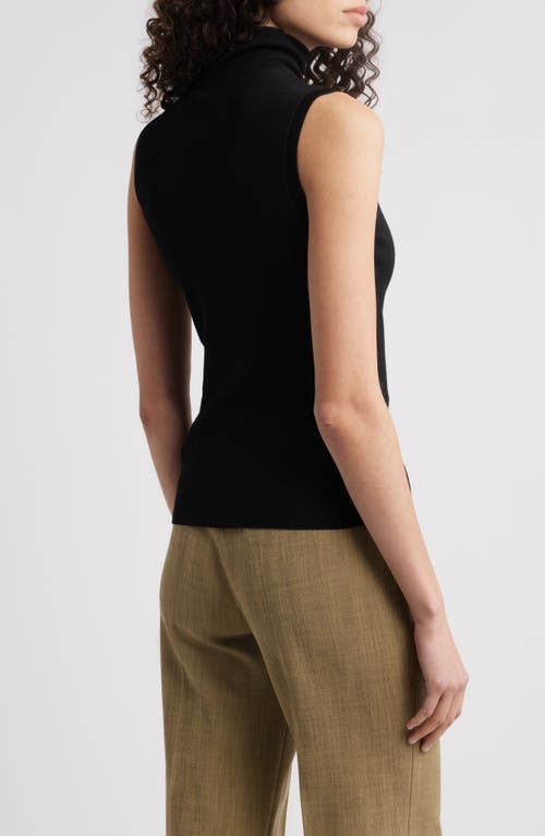 Hugo Boss Boss Fusoni Metallic Mock Neck Sleeveless Rib Sweater In Black