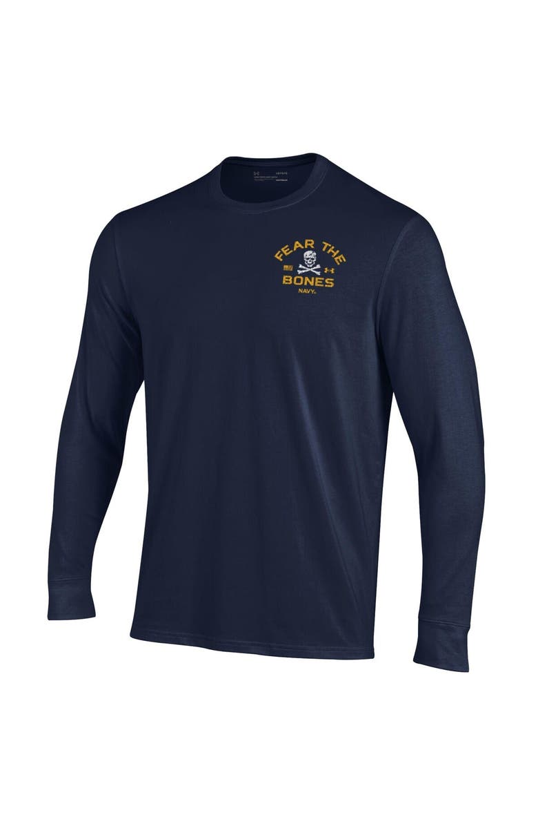 Under Armour Men's Under Armour Navy Navy Midshipmen Distressed Jolly Rogers Performance Long Sleeve T-Shirt, Alternate, color, Navy