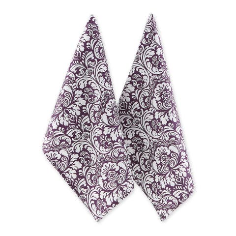 Eggplant Damask Dishtowel Set/2