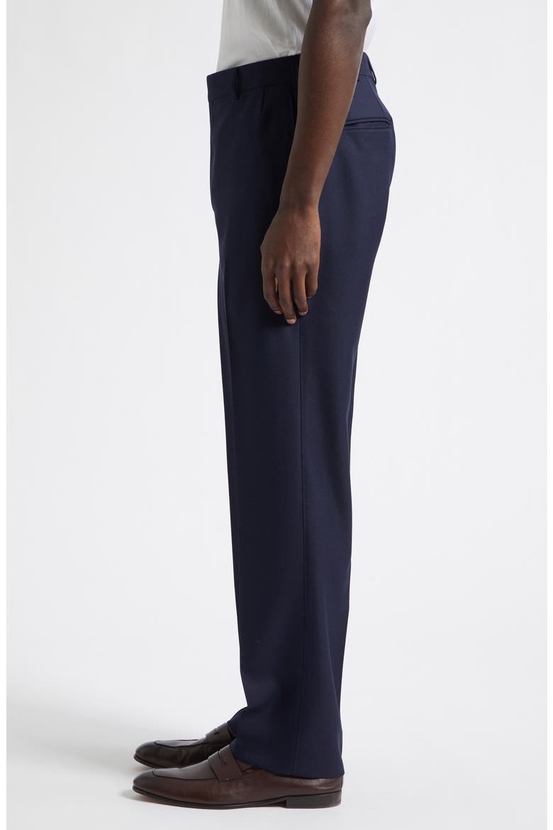 Flat Front Wide Leg Virgin Wool Trousers, Alternate, color, NAVY
