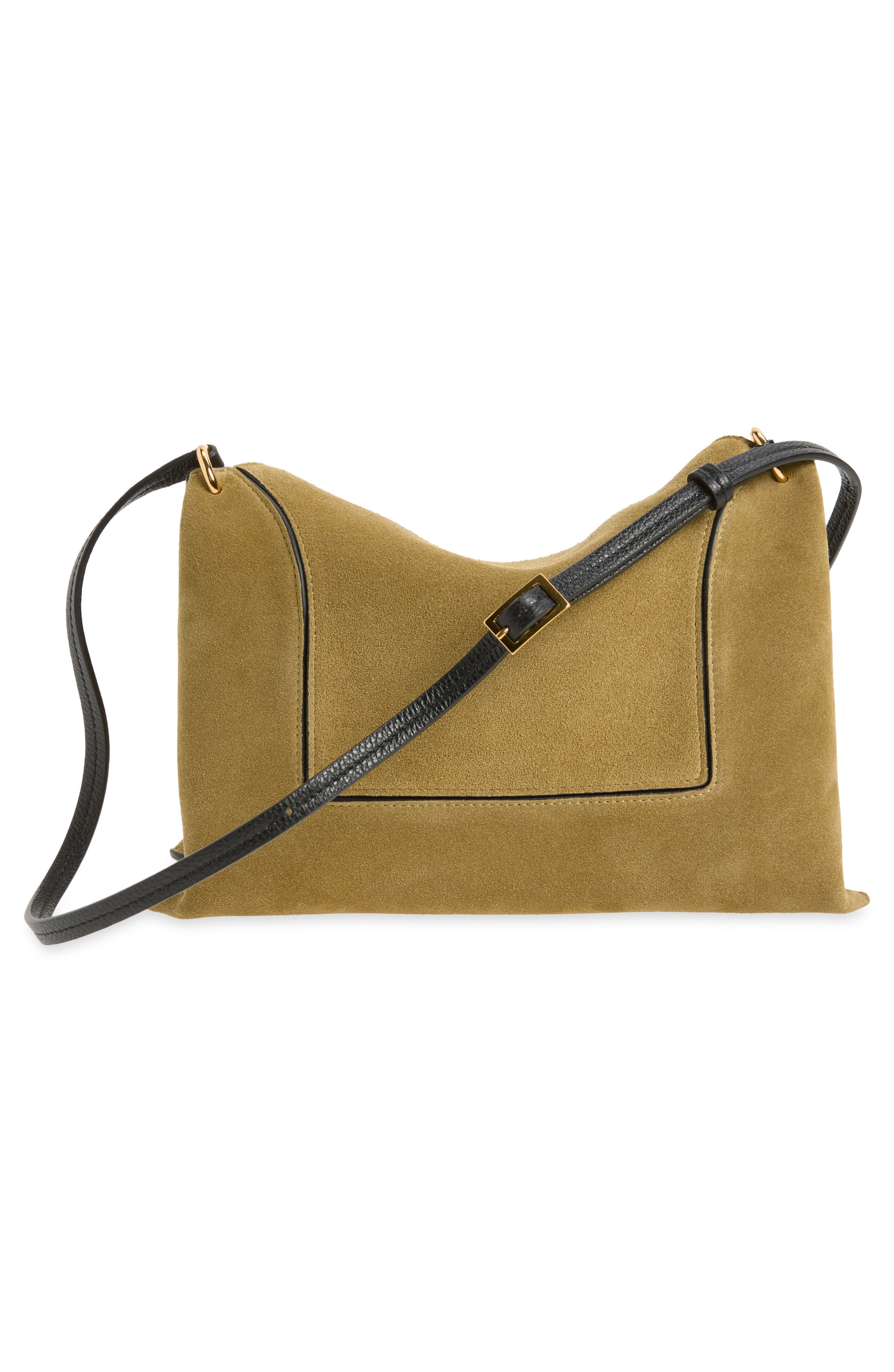 Wandler Penelope Slouch Suede Shoulder Bag, Alternate, color, Khaki Suede/ Black
