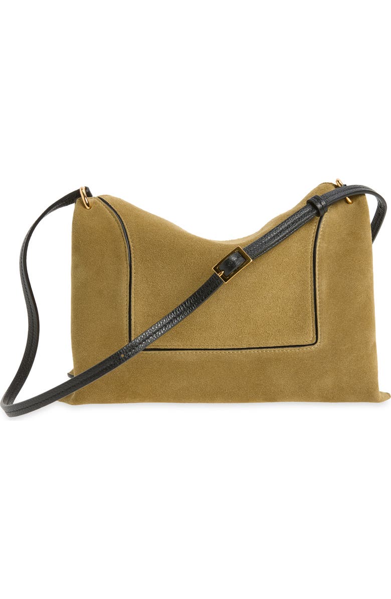 Wandler Penelope Slouch Suede Shoulder Bag, Alternate, color, Khaki Suede/ Black