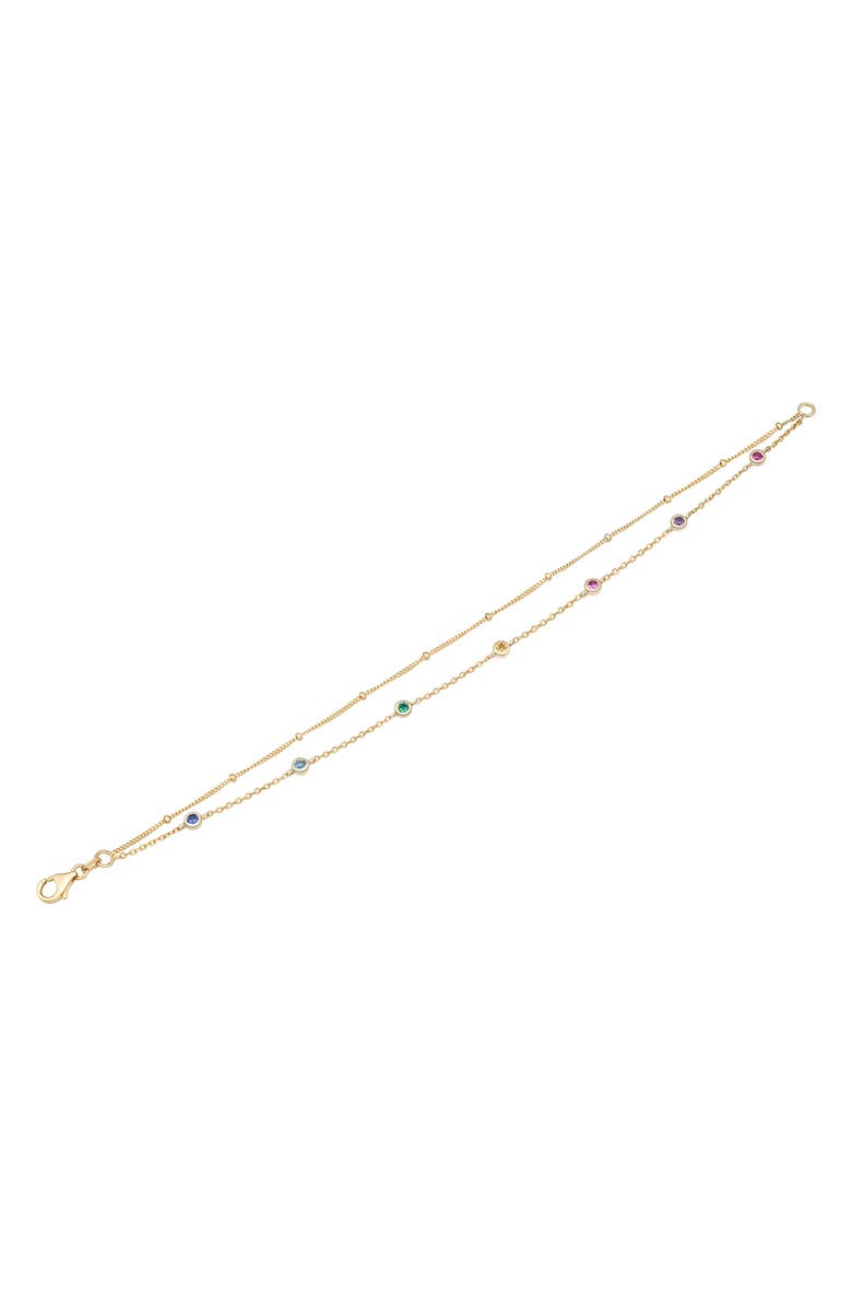Frankie & Zoe 14K Yellow Gold Semiprecious Stone Station Double Row Bracelet, Alternate, color,