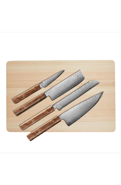 Italic Kumo Knife Set With Cutting Board In Stabilized Maple